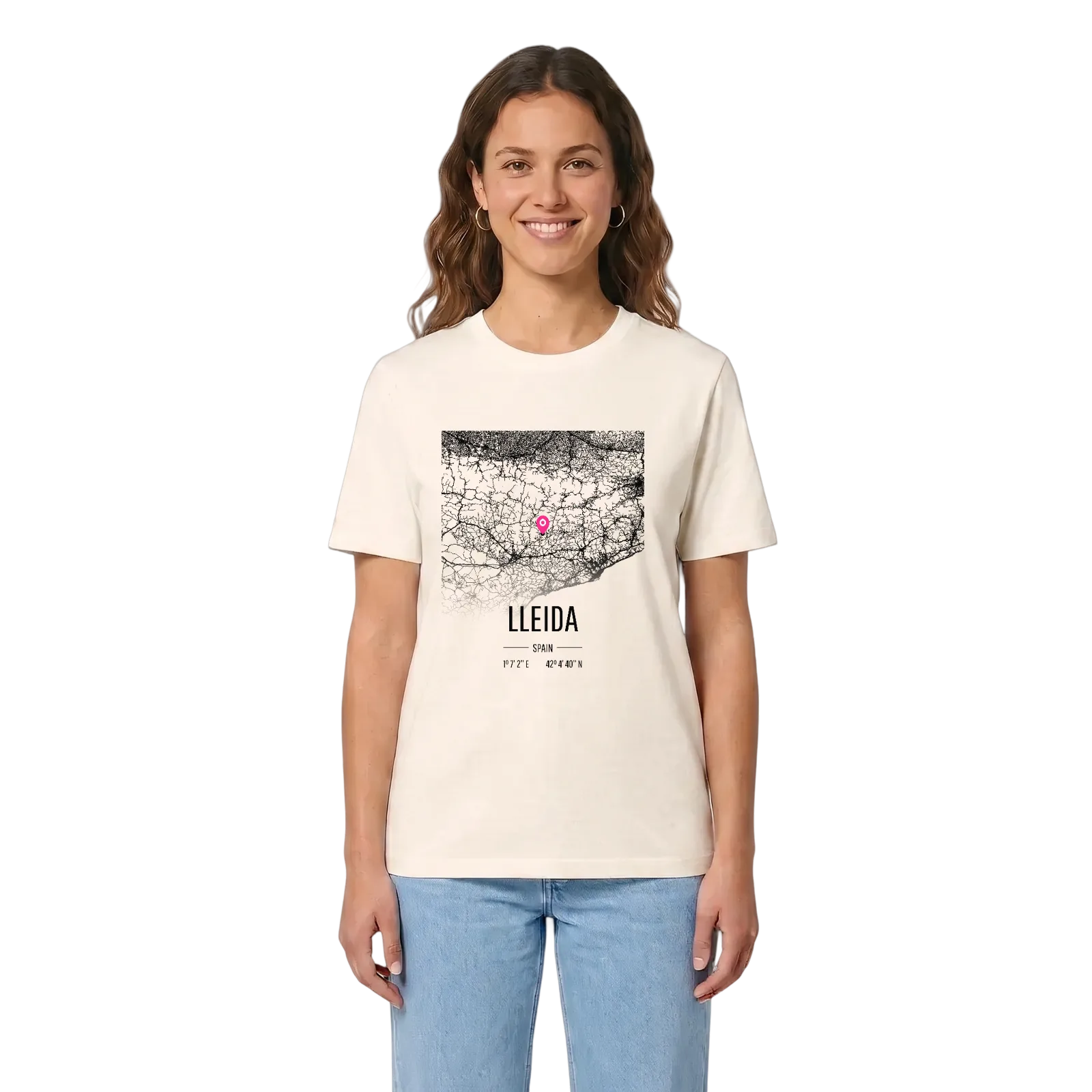Lleida karta t-shirt – Vintage White, i miljö