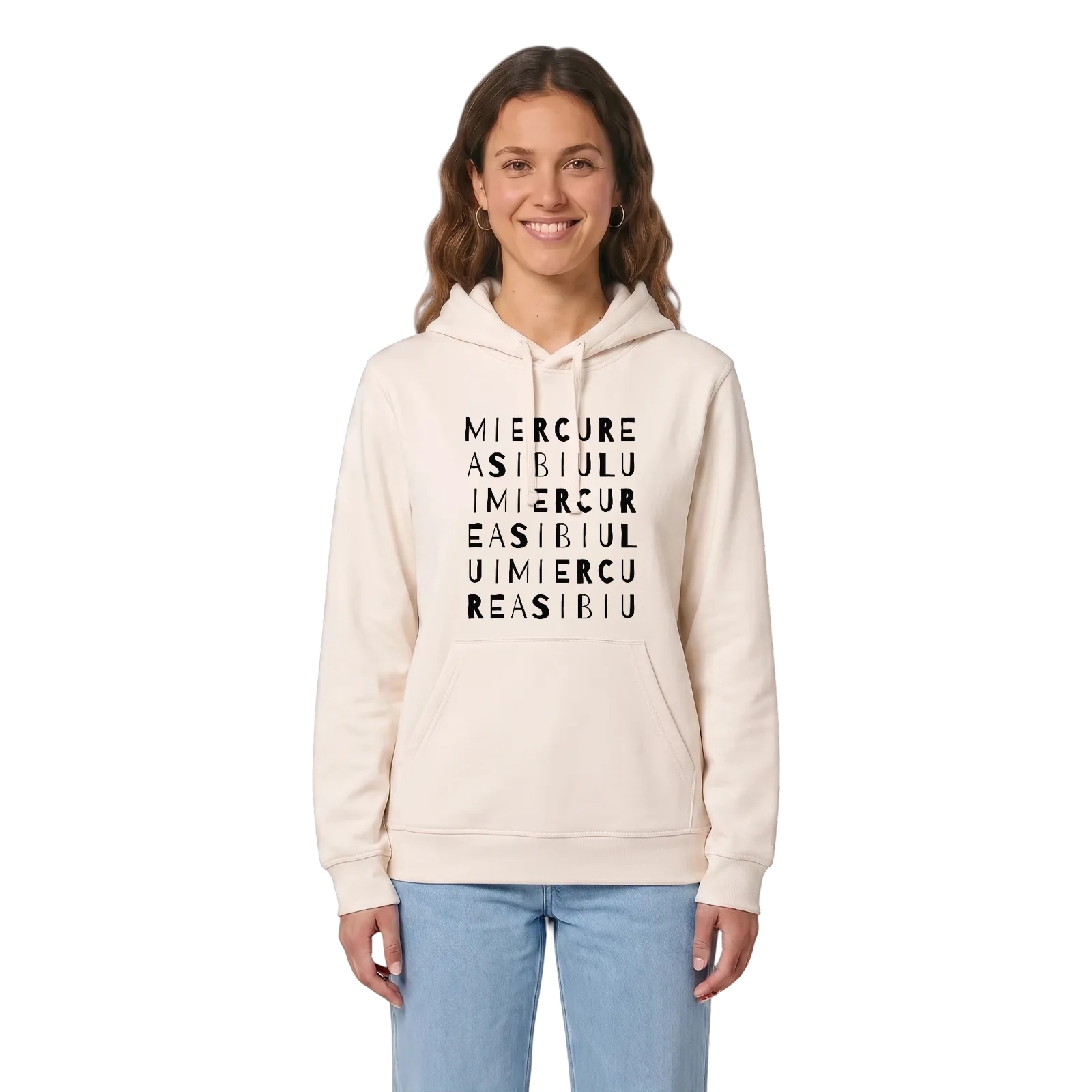 Miercurea Sibiului ordlek hoodie – Vintage White, i miljö