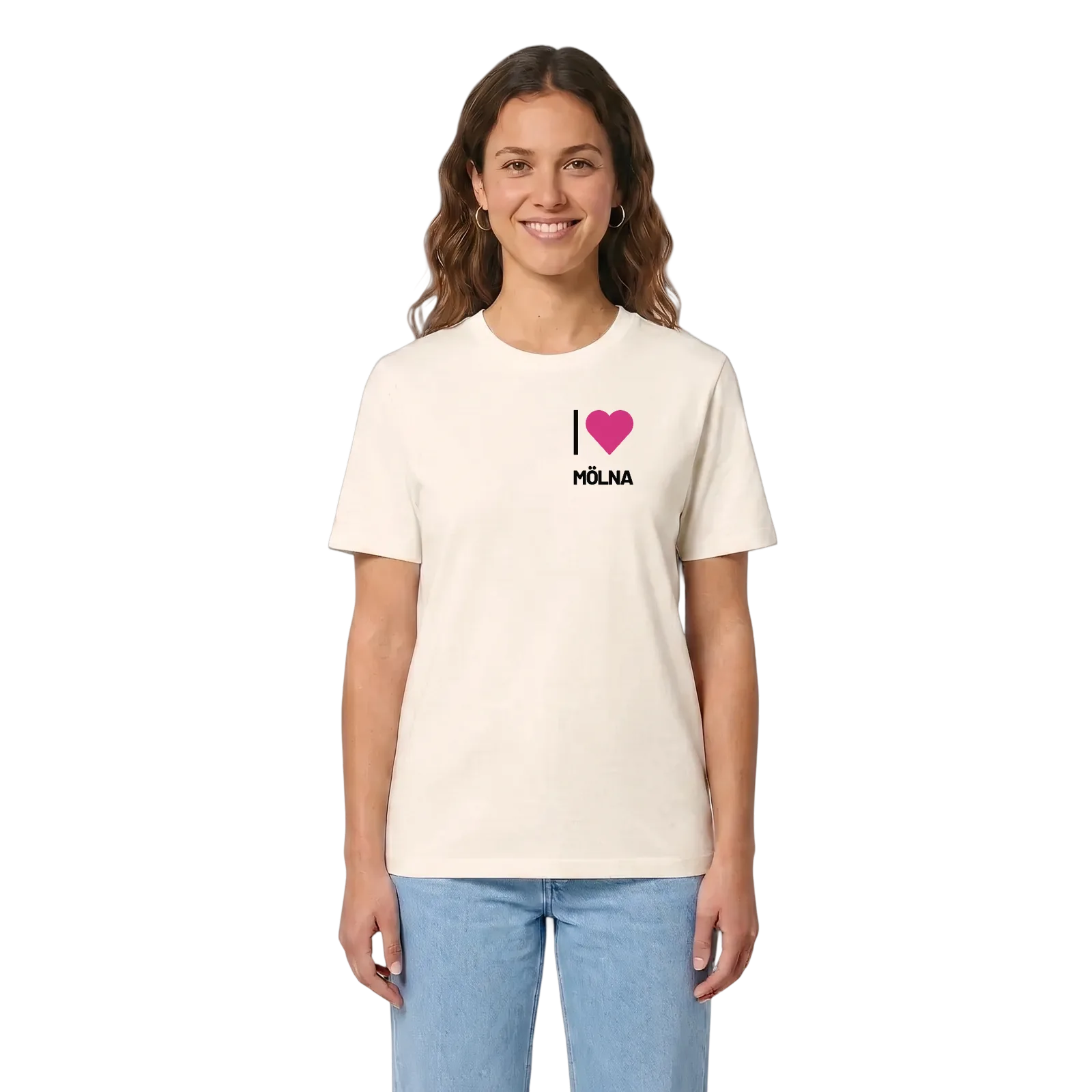 Jag älskar Mölna t-shirt litet tryck – Vintage White, i miljö
