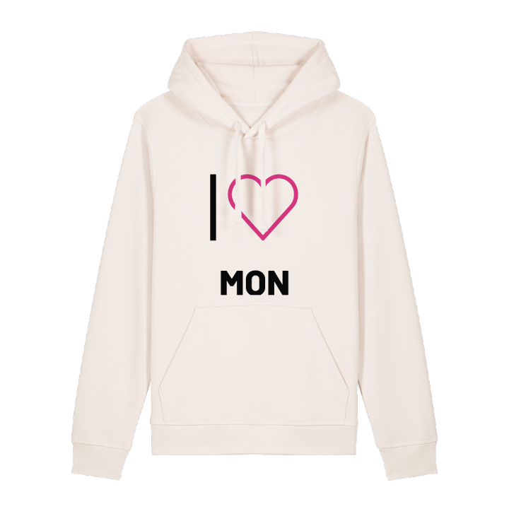 Jag älskar Mon hoodie stort tryck – hoodie från PinShirt