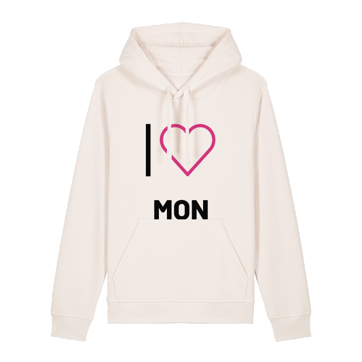 Jag älskar Mon hoodie stort tryck – hoodie från PinShirt
