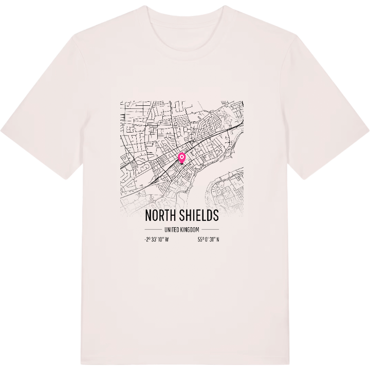 North Shields karta t-shirt – t-shirt från PinShirt