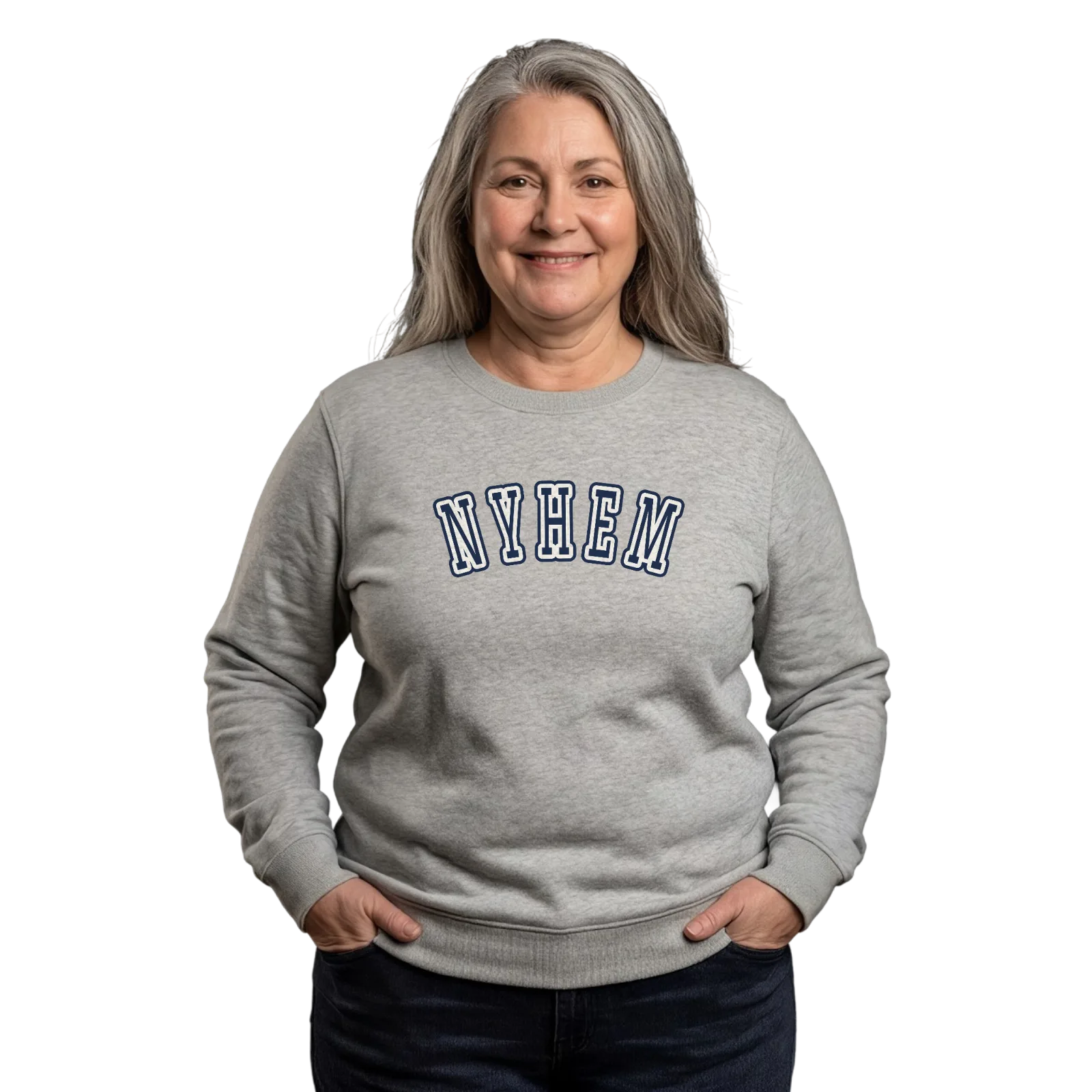 Nyhem college sweatshirt – Heather Grey, i miljö