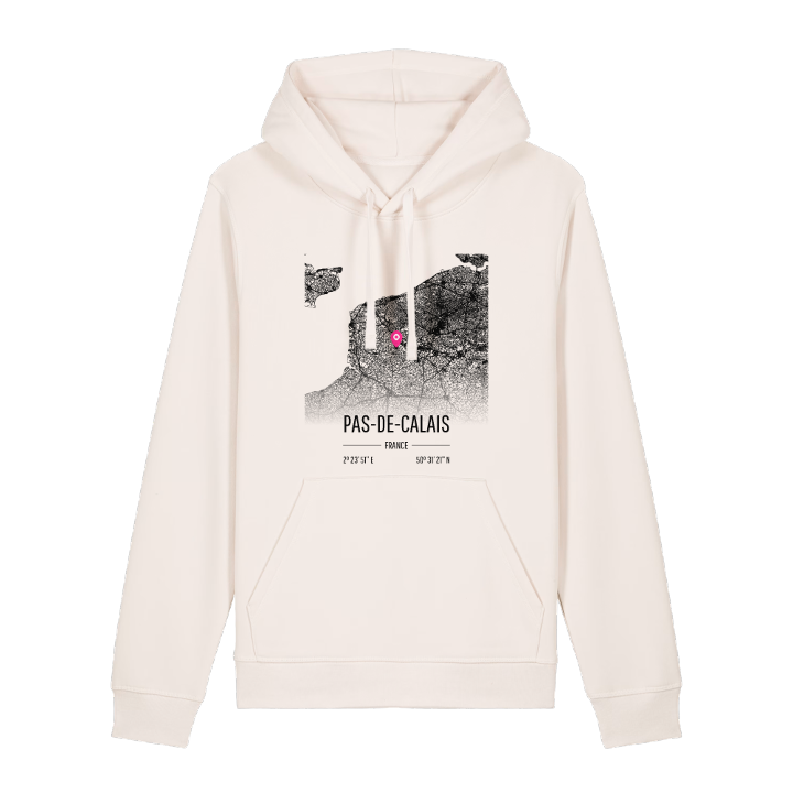 Pas-de-Calais karta hoodie – hoodie från PinShirt