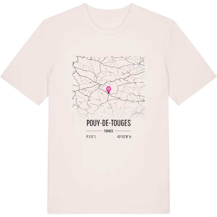 Pouy-de-Touges karta t-shirt – t-shirt från PinShirt