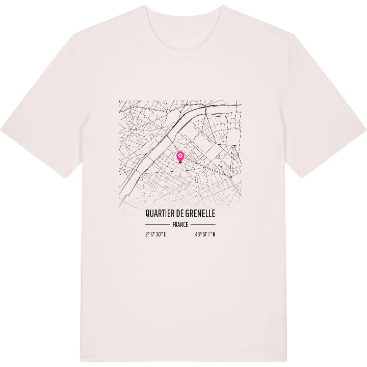 Quartier de Grenelle karta t-shirt – t-shirt från PinShirt