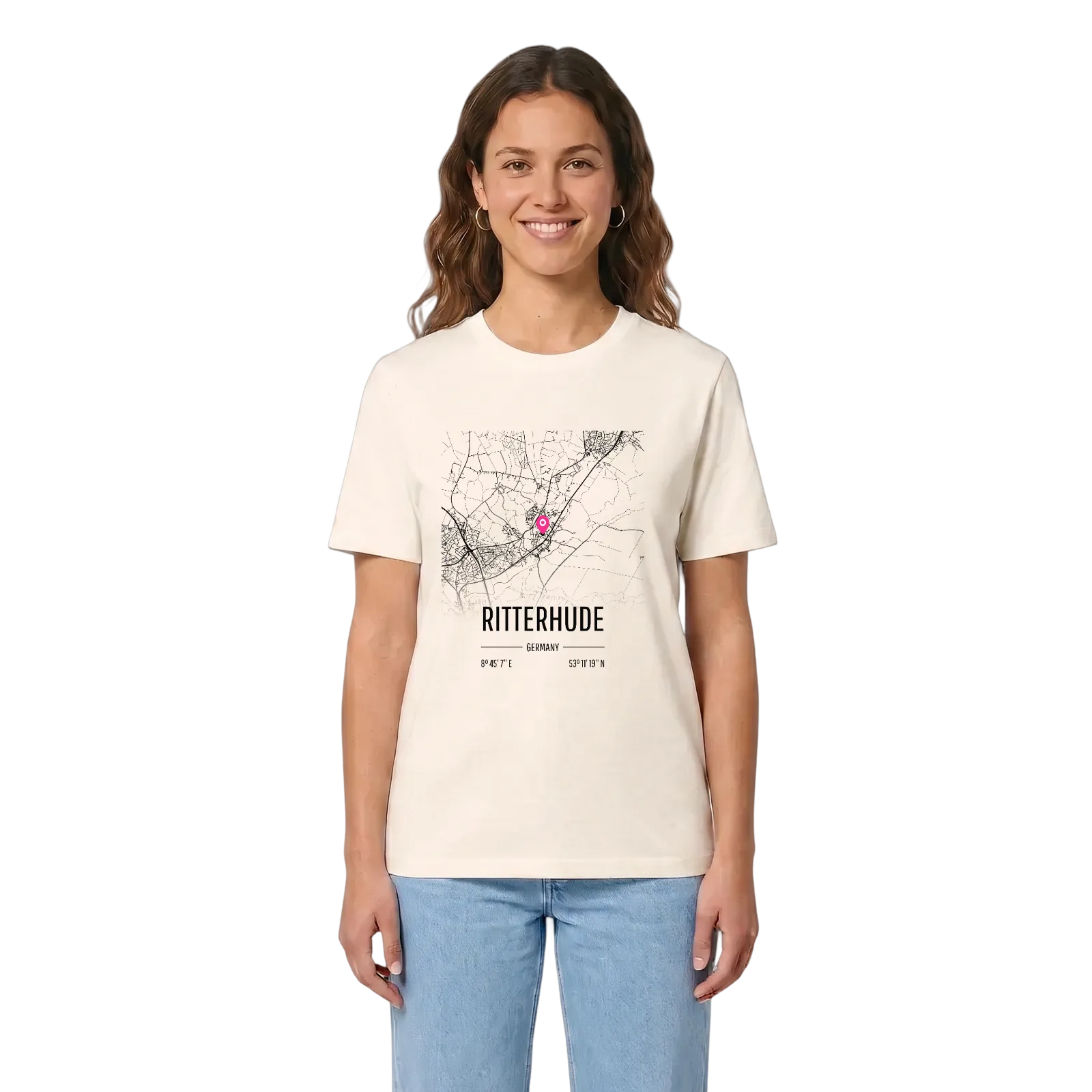 Ritterhude karta t-shirt – Vintage White, i miljö