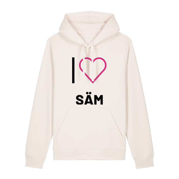 Jag älskar Säm hoodie stort tryck – hoodie från PinShirt