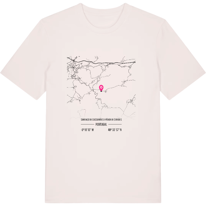 Santiago de Cassurrães e Póvoa de Cervães karta t-shirt – t-shirt från PinShirt