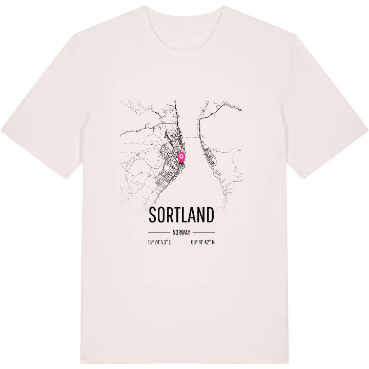 Sortland karta t-shirt – t-shirt från PinShirt