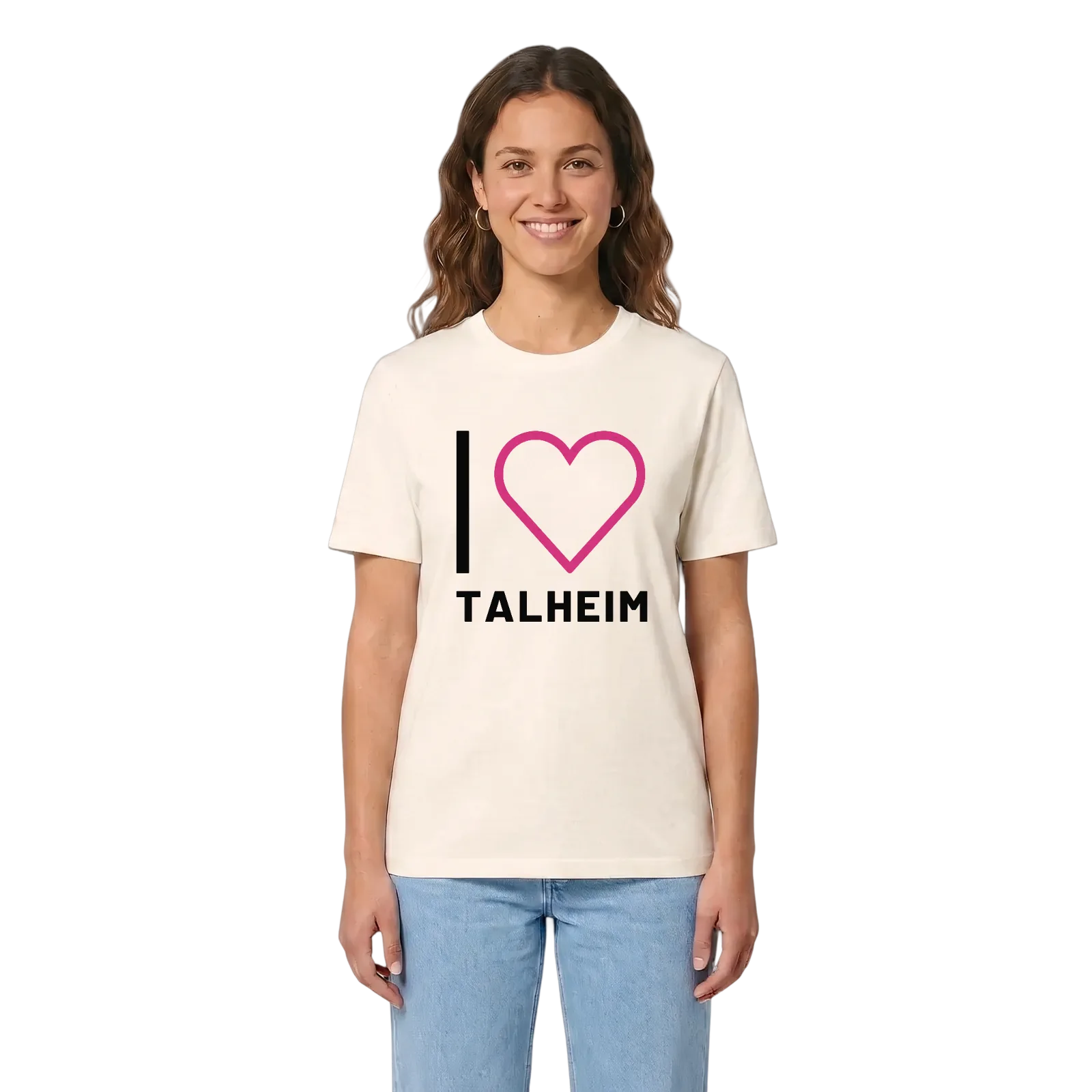 Jag älskar Talheim t-shirt stort tryck – Vintage White, i miljö