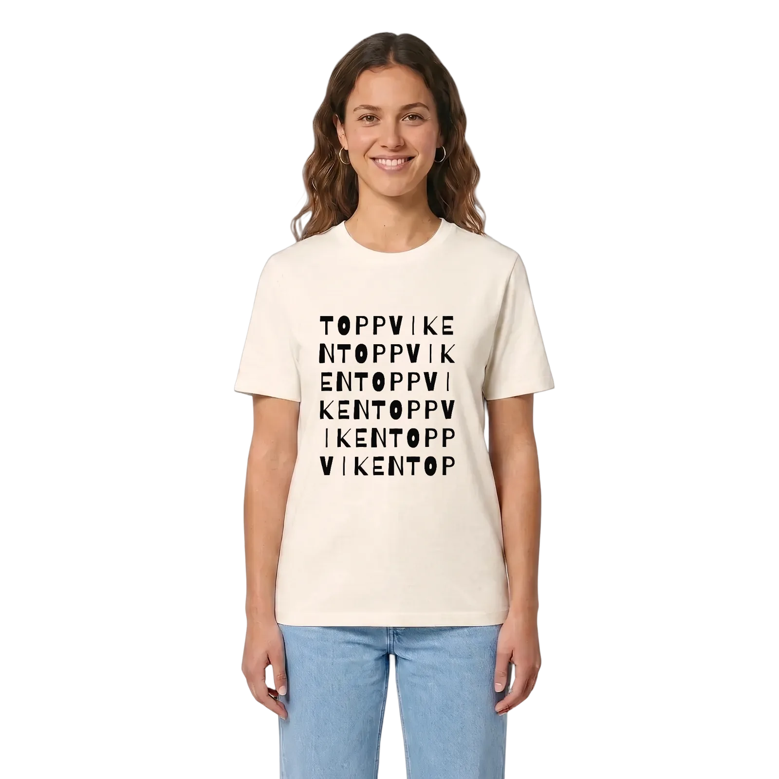 Toppviken ordlek t-shirt – Vintage White, i miljö