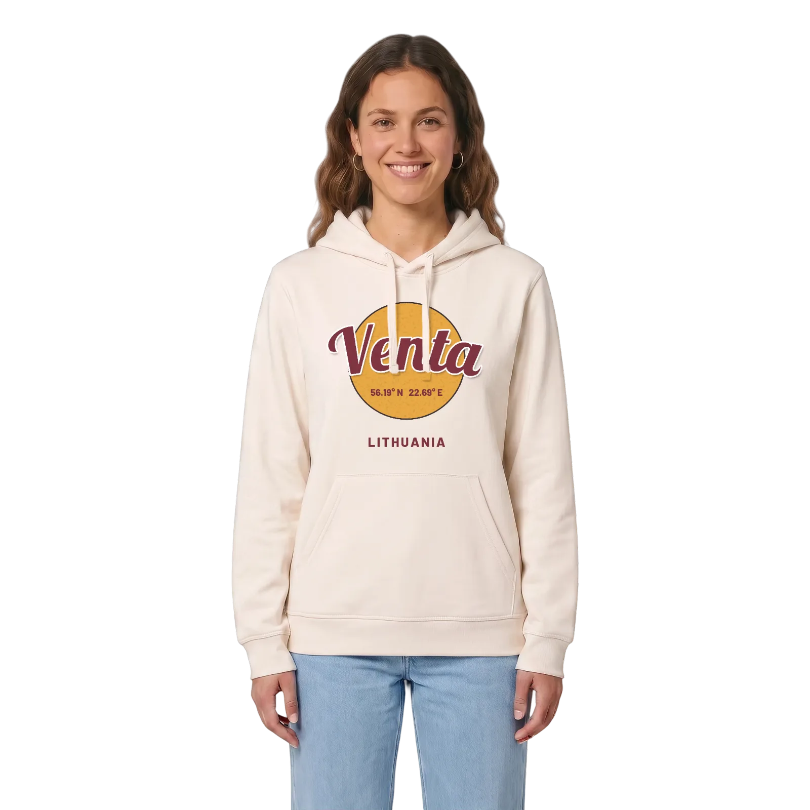 Venta cirkel hoodie – Vintage White, i miljö