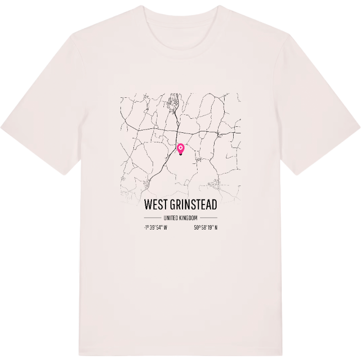 West Grinstead karta t-shirt – t-shirt från PinShirt