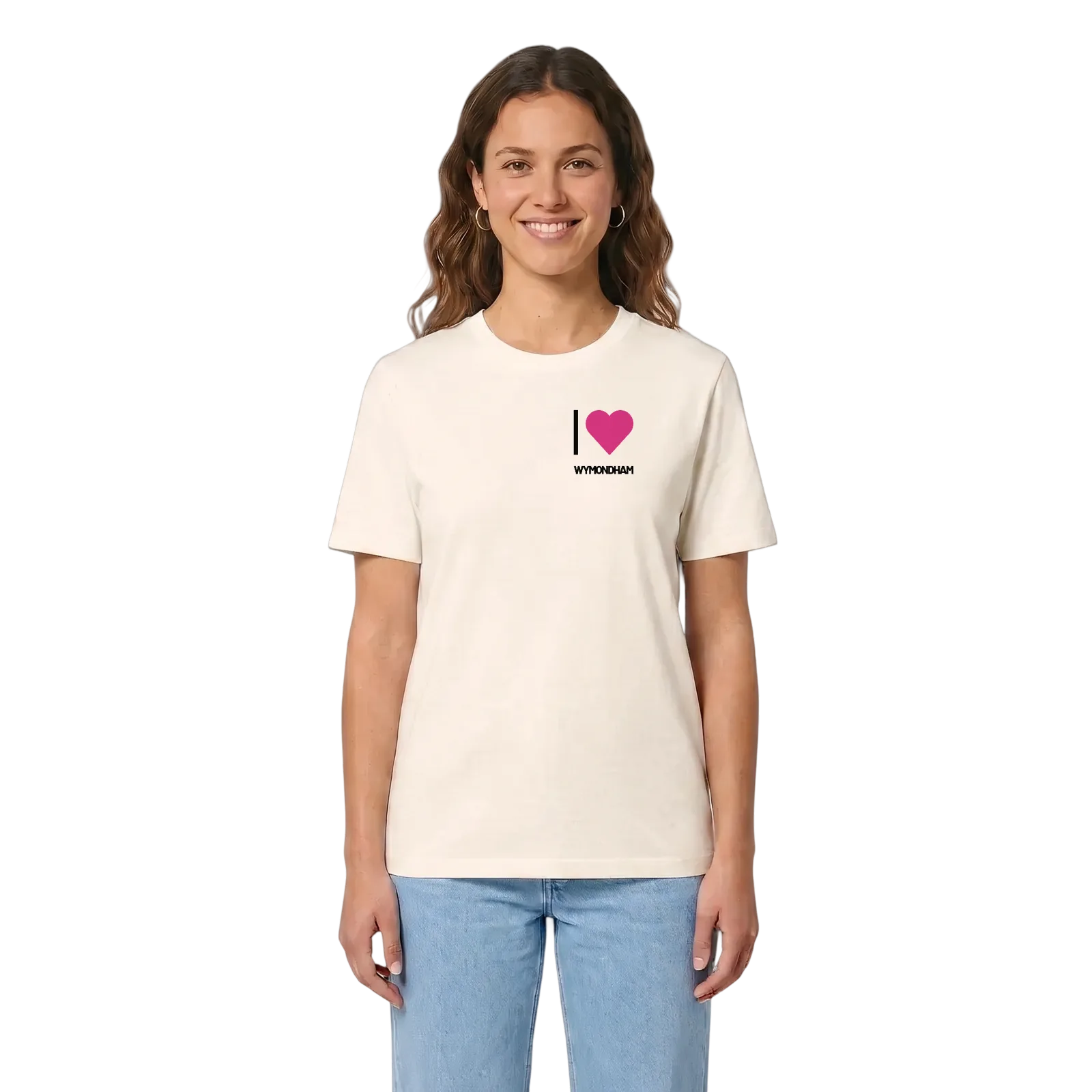 Jag älskar Wymondham t-shirt litet tryck – Vintage White, i miljö
