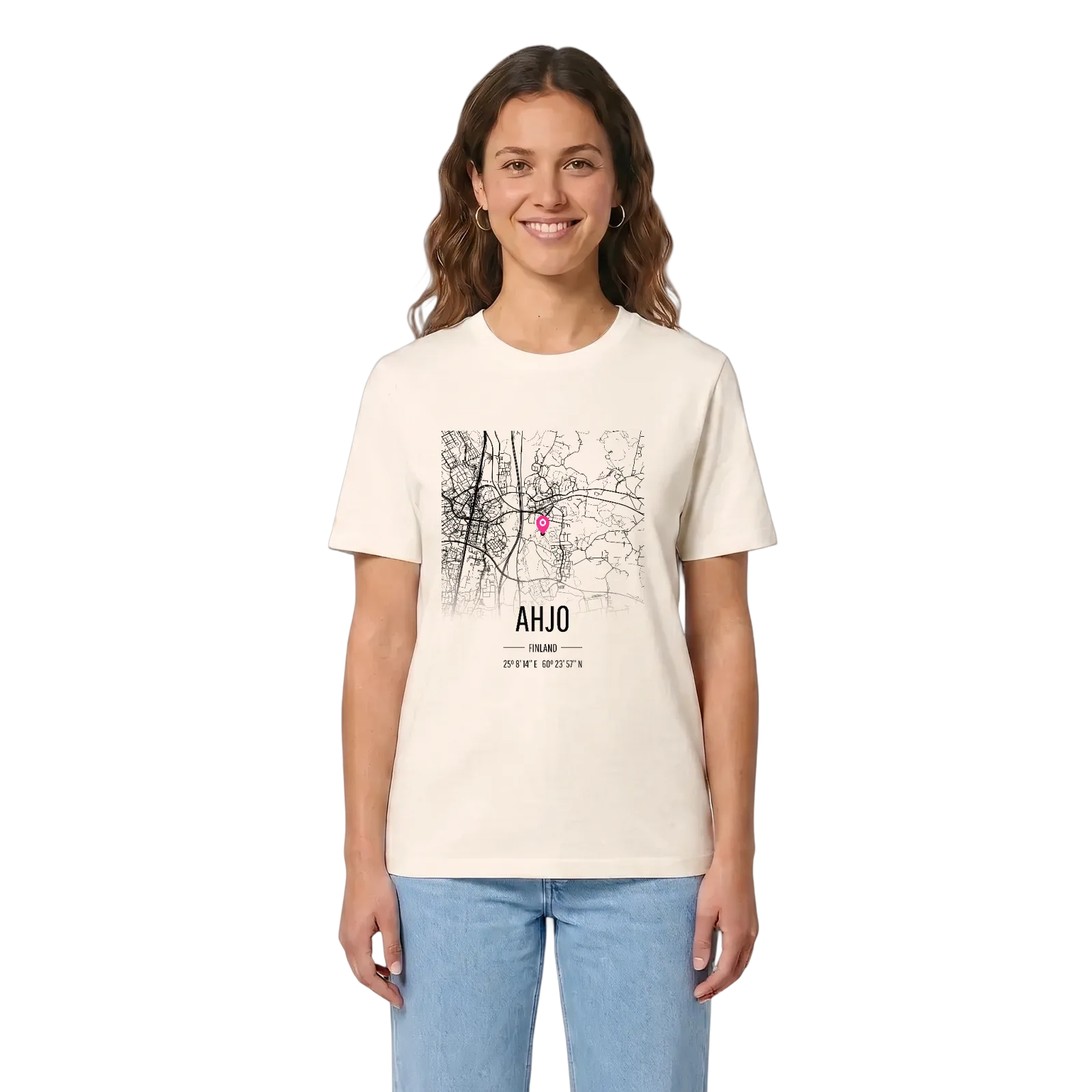 Ahjo karta t-shirt – Vintage White, i miljö