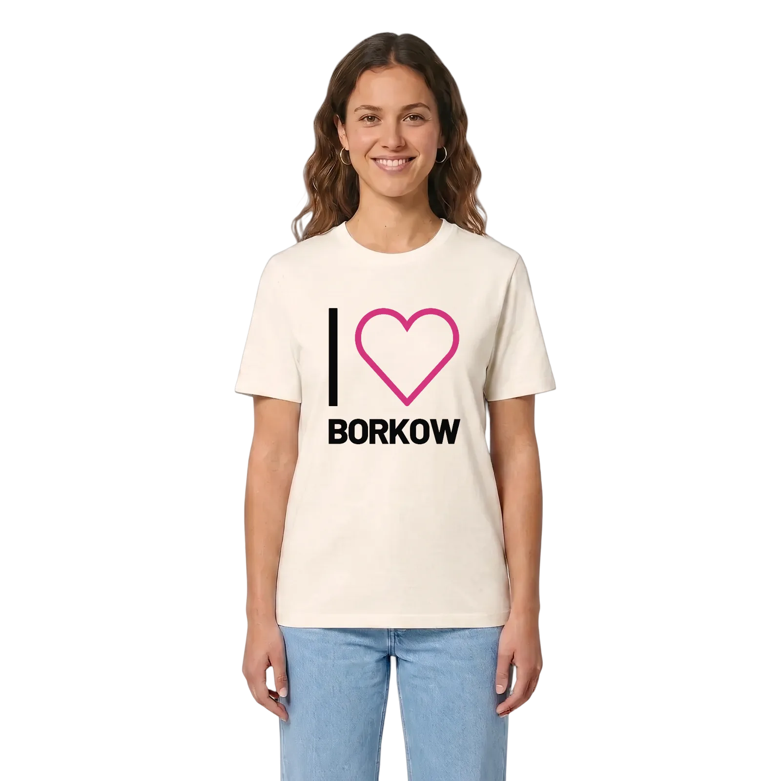Jag älskar Borkow t-shirt stort tryck – Vintage White, i miljö