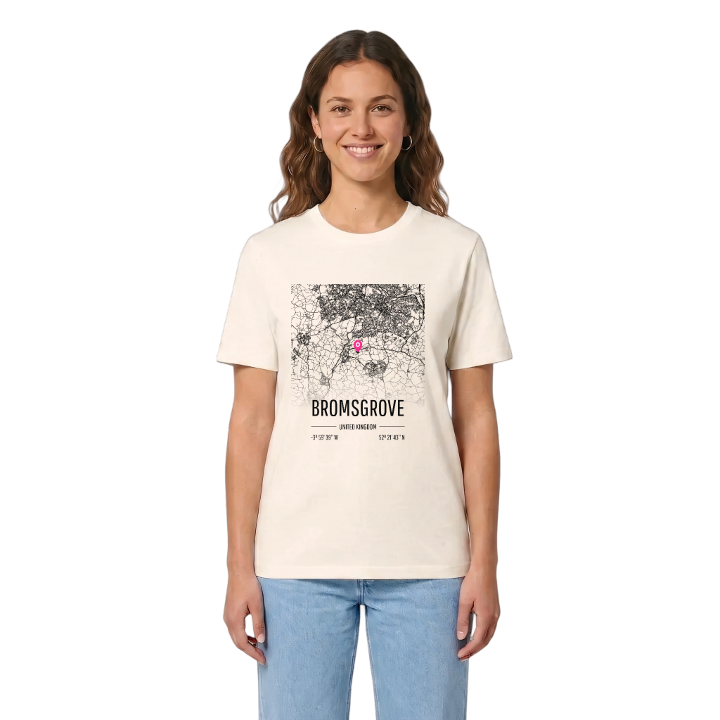 Bromsgrove karta t-shirt – t-shirt från PinShirt