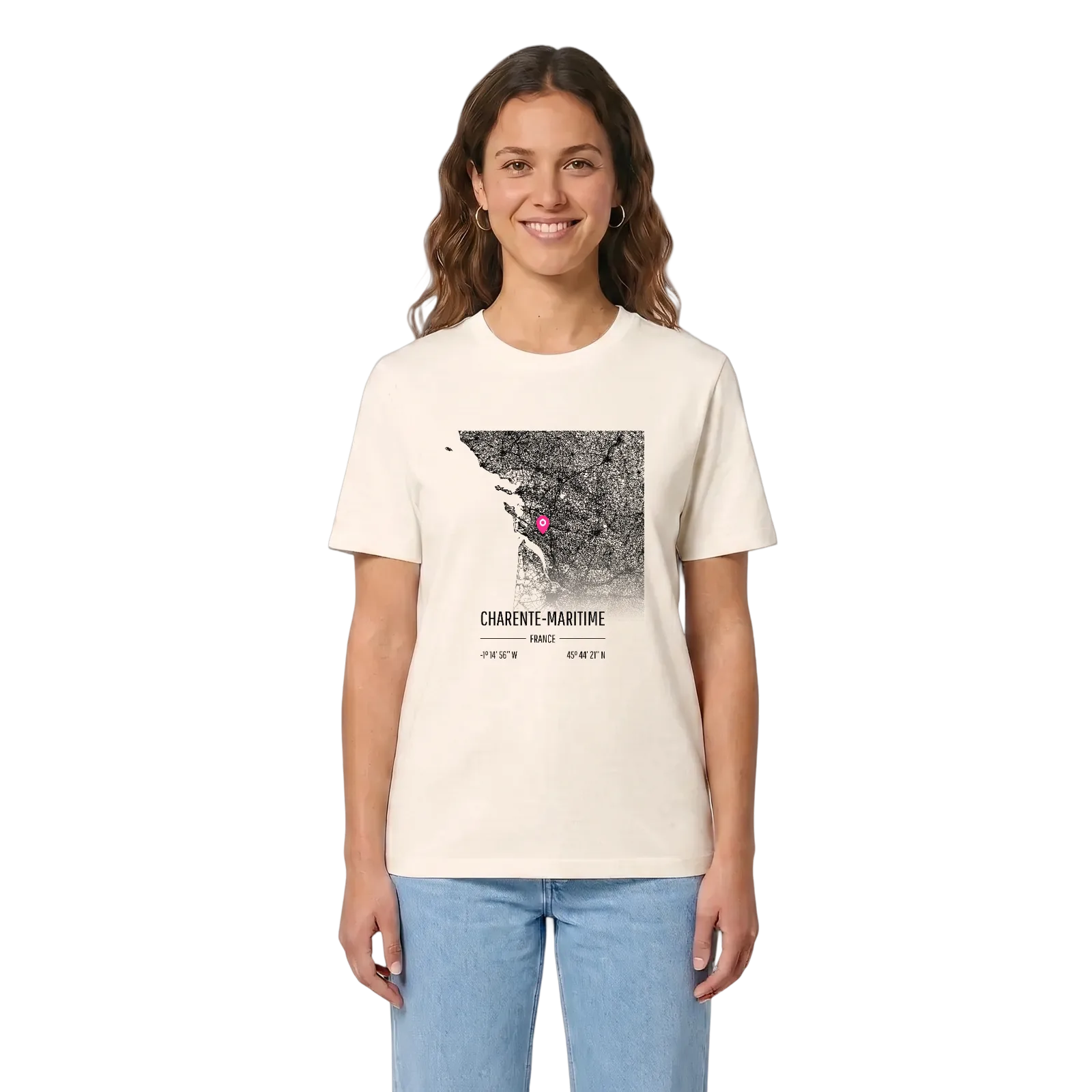Charente-Maritime karta t-shirt – Vintage White, i miljö