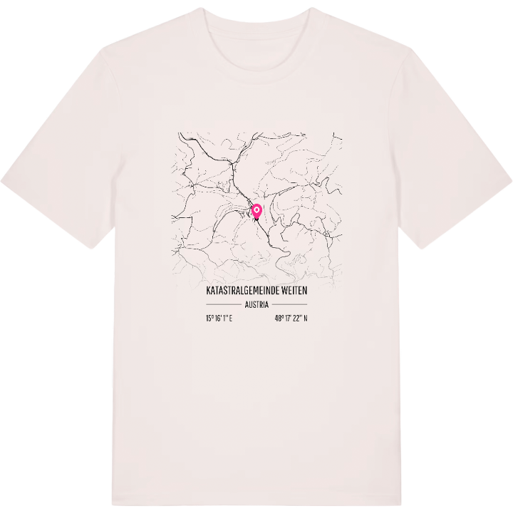 Katastralgemeinde Weiten karta t-shirt – t-shirt från PinShirt