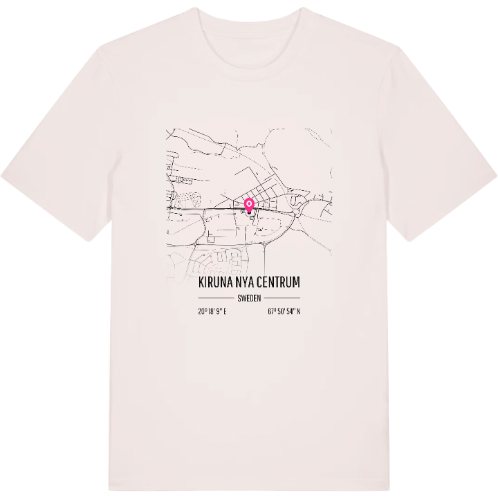 Kiruna nya centrum karta t-shirt – t-shirt från PinShirt