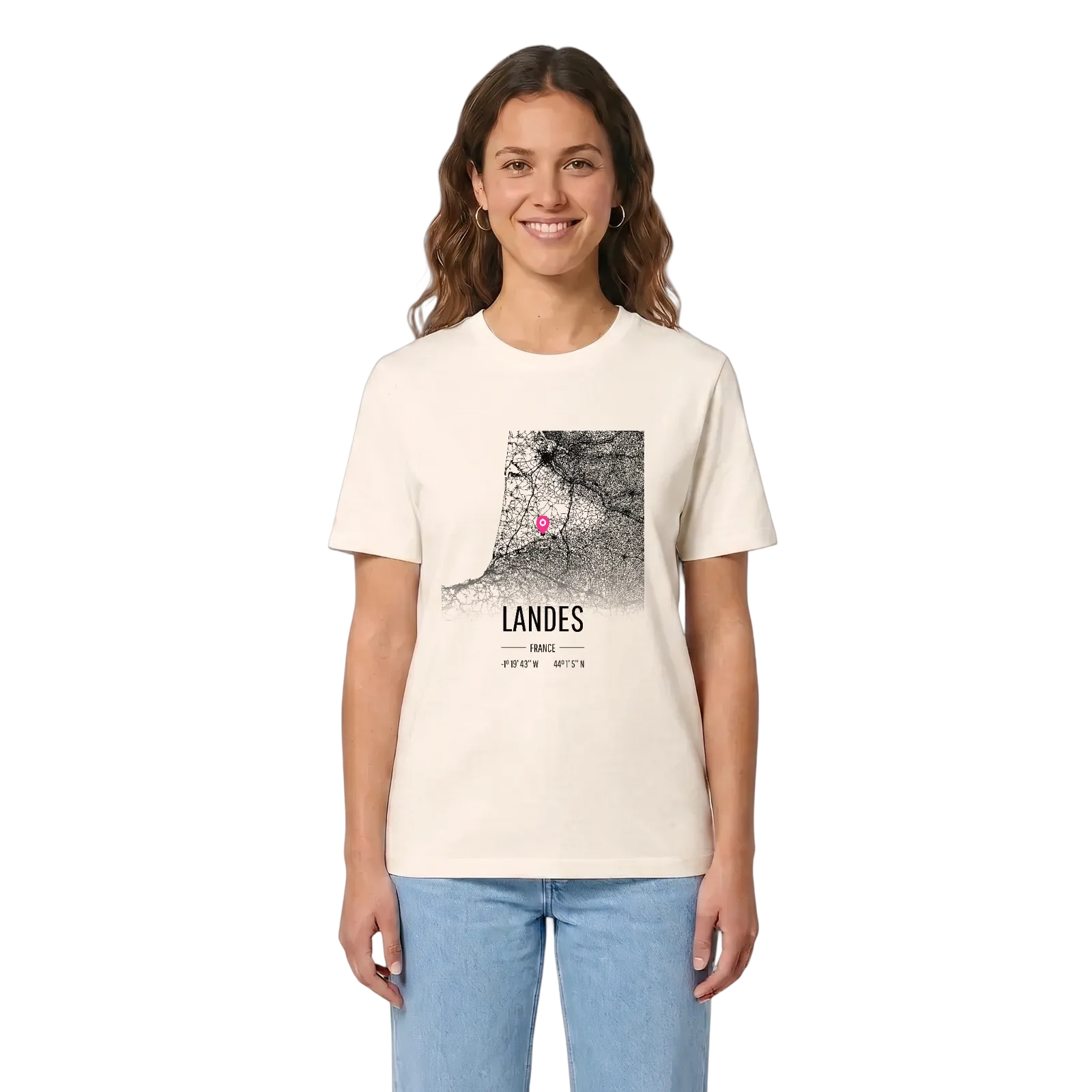 Landes karta t-shirt – Vintage White, i miljö