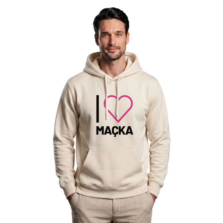 Jag älskar Maçka hoodie stort tryck – hoodie från PinShirt