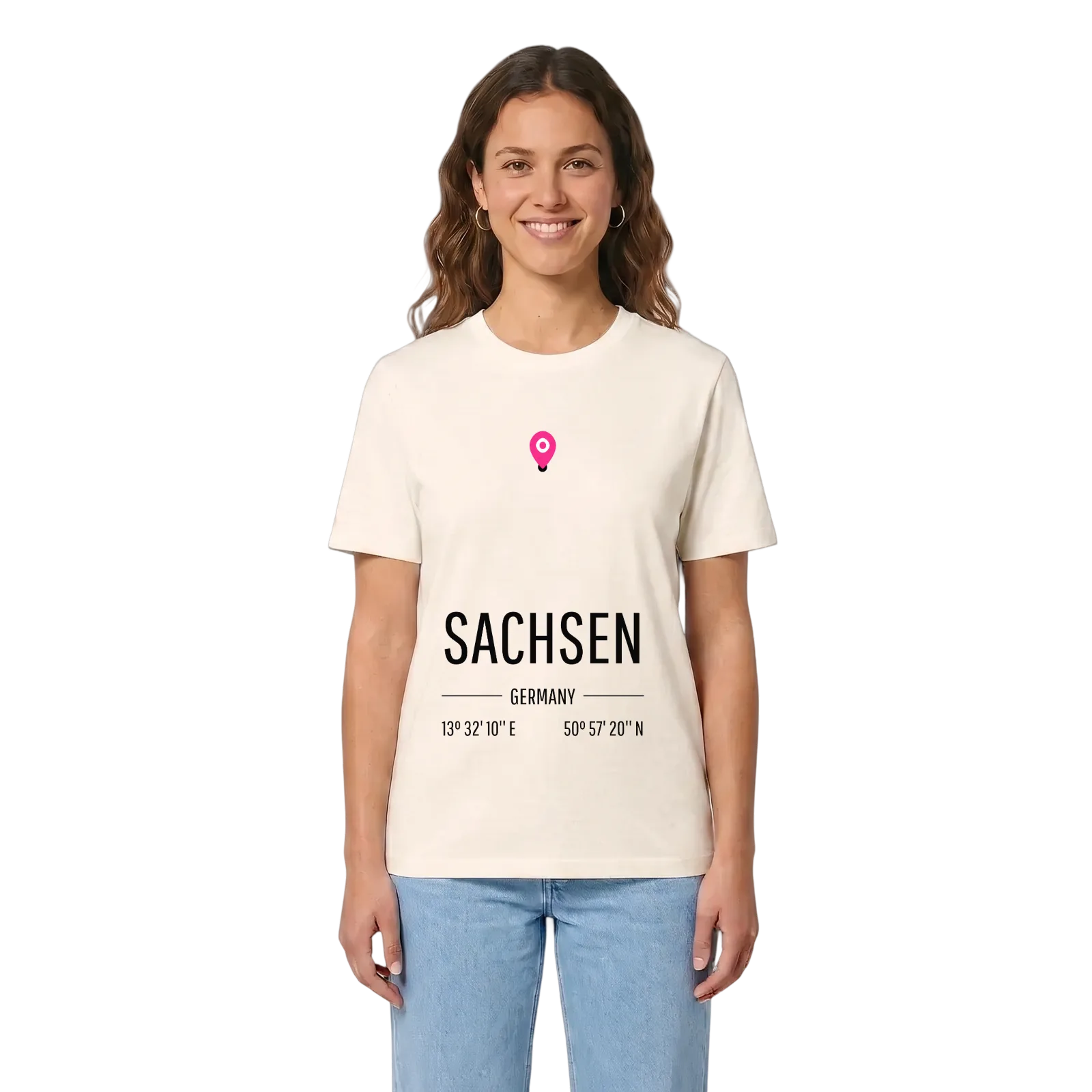 Sachsen karta t-shirt – Vintage White, i miljö